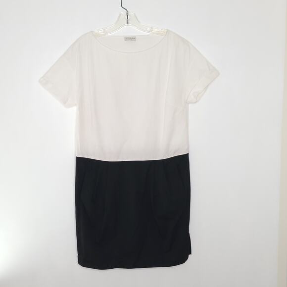 Dries van Noten Minimalist Dress Colorblock Shift White Black Pockets Women 36 - Picture 9 of 12
